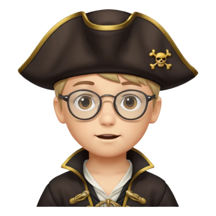 kid boy with pirate costume wearing glasses sticker