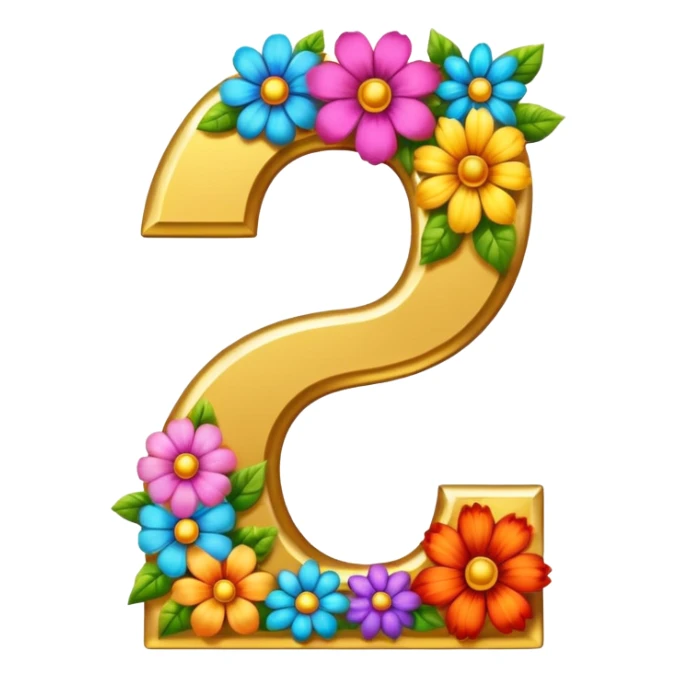 thick number 7 heavily decorated with large bright flowers sticker