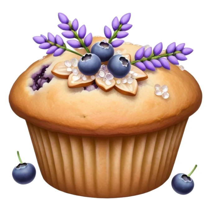 Lavender flower sprig muffin with berries and sugar crystals sticker