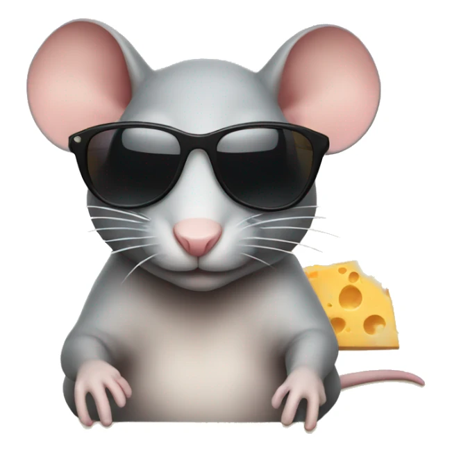 Rat with sunglasses and cheese  sticker