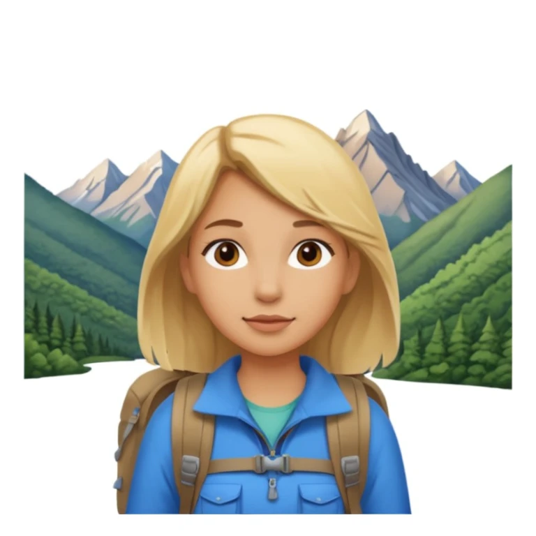 girl backpacking, travelling mountains background sticker