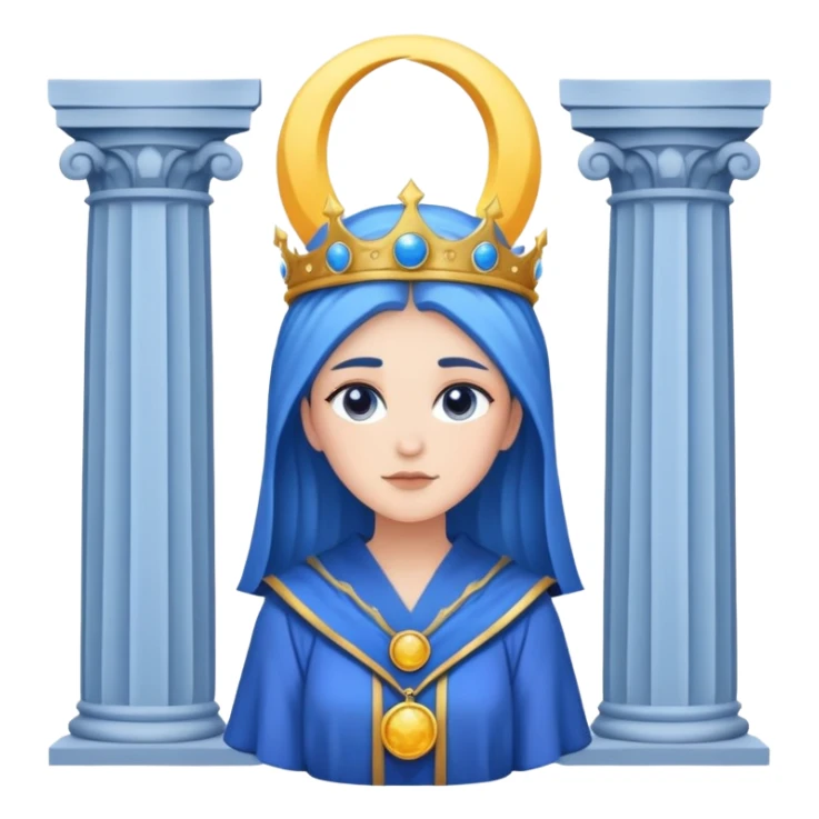 High Priestess tarot card with moon crown, blue robes, and pillars sticker