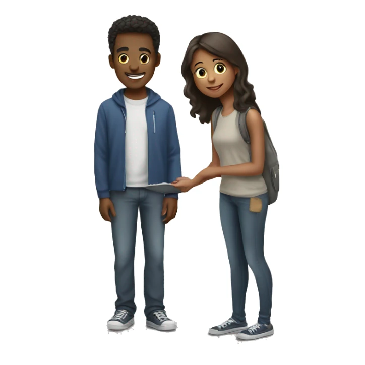 Young man helping a young woman sticker