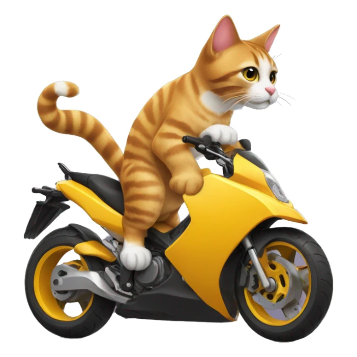 Cat sur une moto qui fait une roue avant  sticker