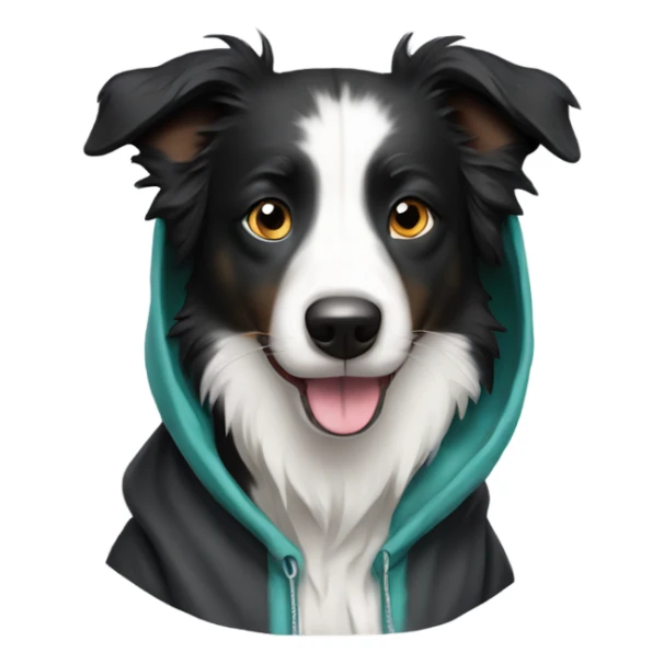 border collie short hair wearing a hoodie sticker