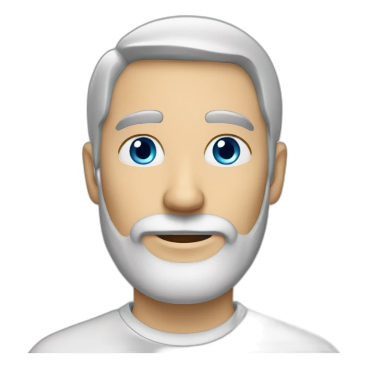 fifty white Man white shirt beard short hair blue eyes skier sticker