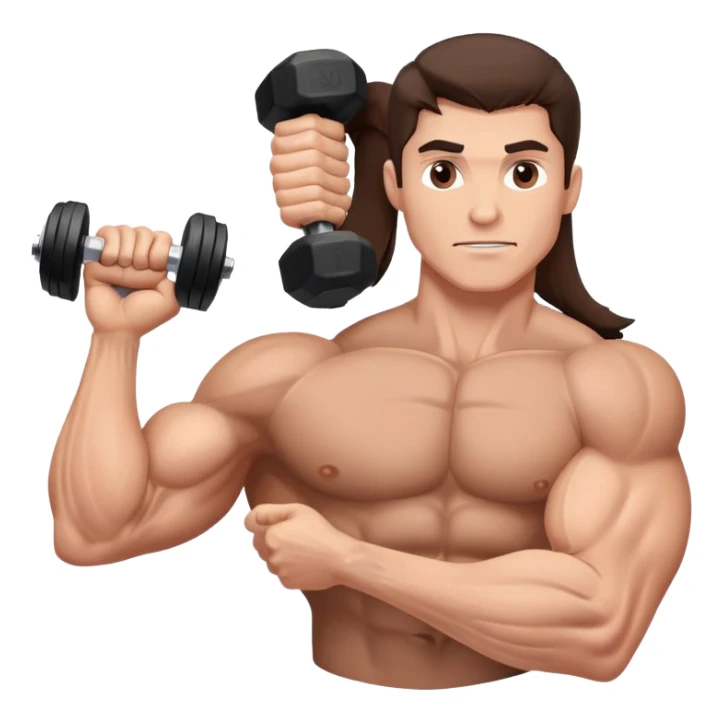 Brunette man very muscular with duumbell sticker