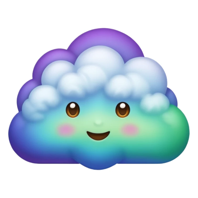 purple and green and blue gradient fluffy cloud with lighting sticker