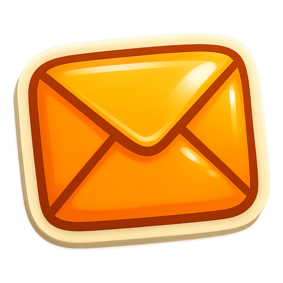 cartoon style sticker of a single envelope symbol, simple and clear, no text sticker