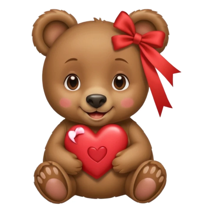 kissing female bear with heart and ruban on the ear sticker