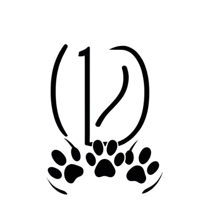 puppy paw print with number 12 inside sticker