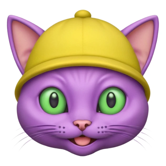 purple alien cat with no fur and yellow hat sticker