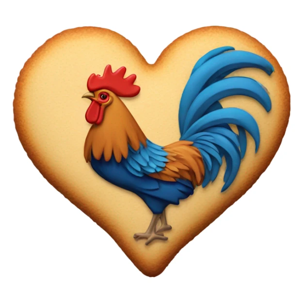 cookie heart with country rooster sticker