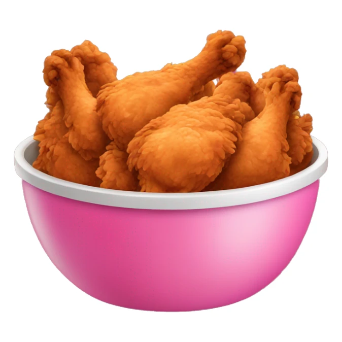 large pink bowl full of fried chicken sticker