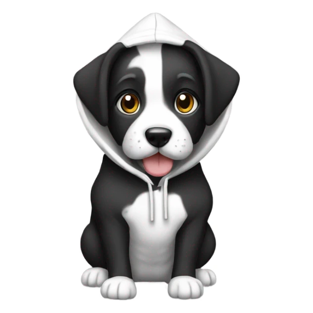 Dog black and White wearning hoodie  sticker