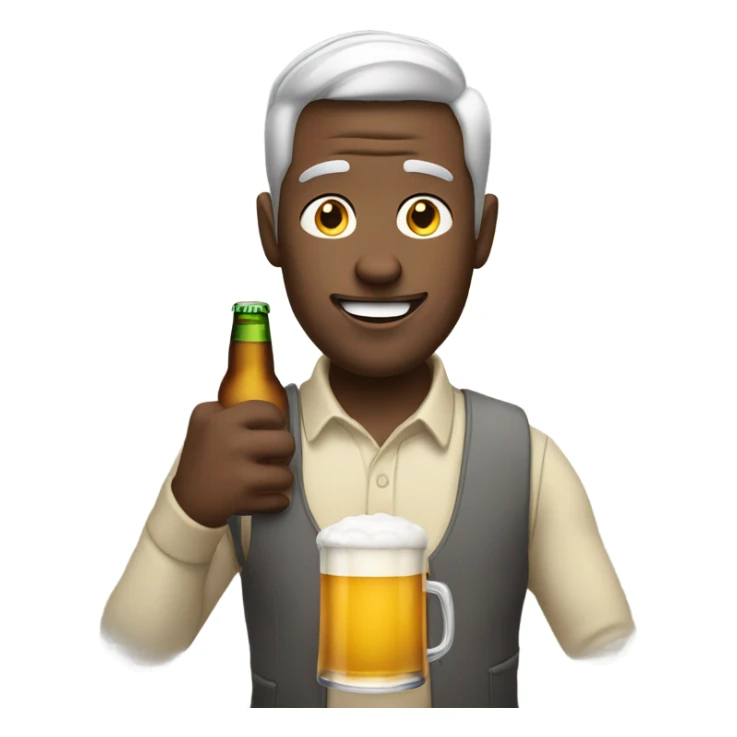 A happy white guy with a beer looking at a phone sticker