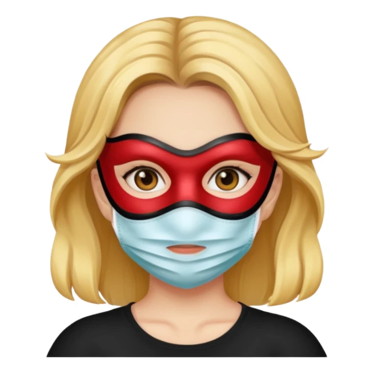 A girl with a mask sticker