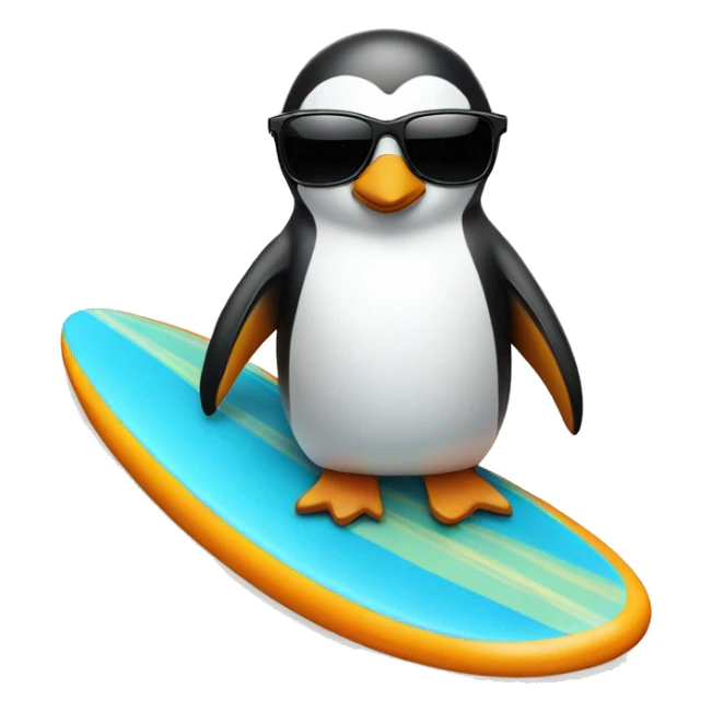 penguin with sunglasses on a surf board  sticker