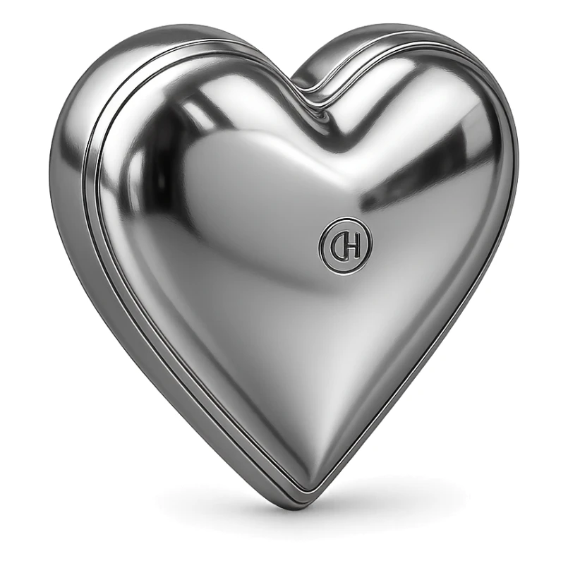 heart with a chrome finish, digital illustration style sticker