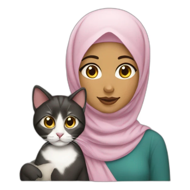 Hijabi girl with a cat sticker