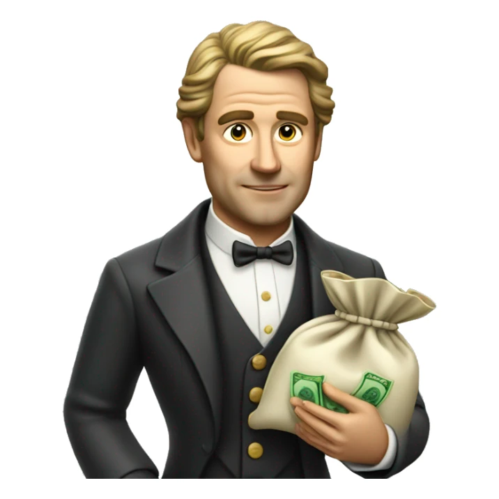 photorealistic aristocrat with money bag in his hands sticker