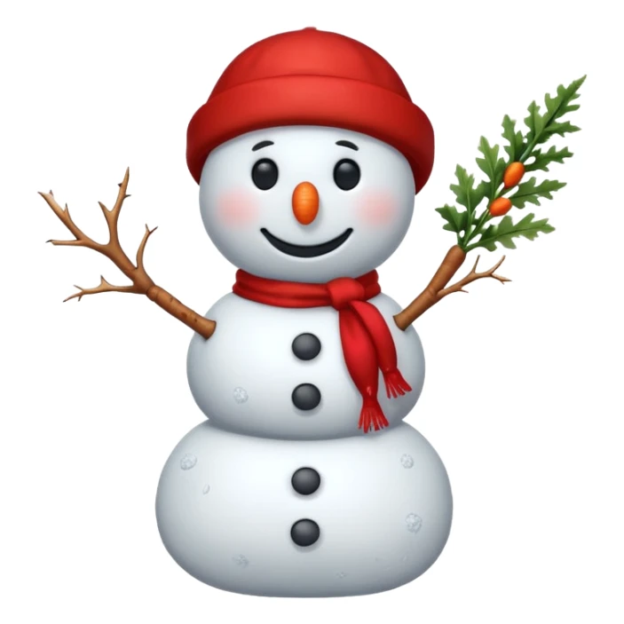 A cute snowman emoji, full-length, side view, wearing a stylish red beret. sticker