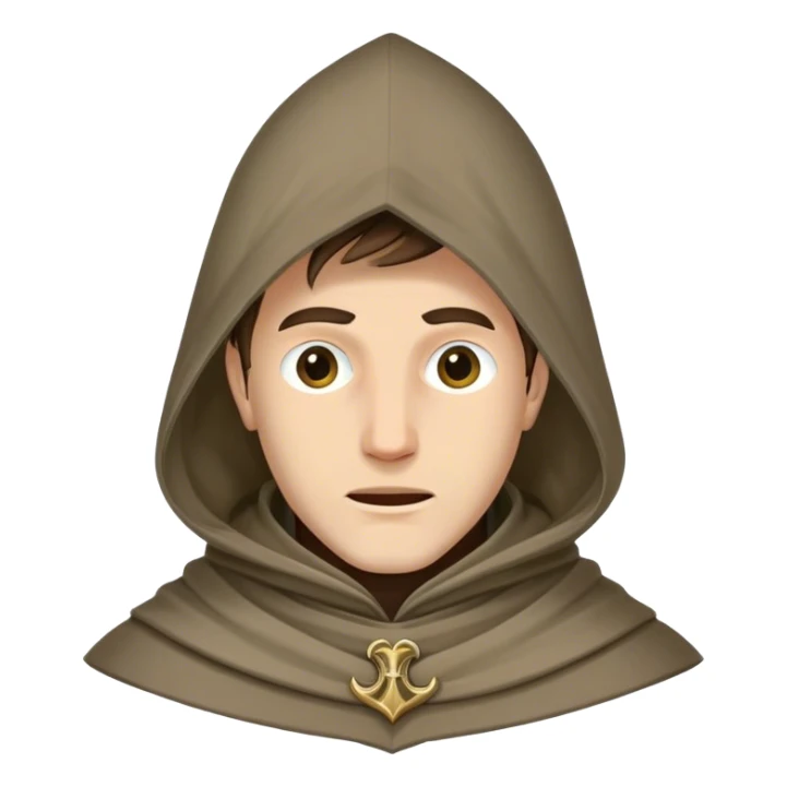 Medieval male commoner's hood with face opening sticker