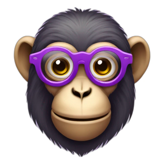 Monkey avec des lunettes rond et un pull mauves sticker
