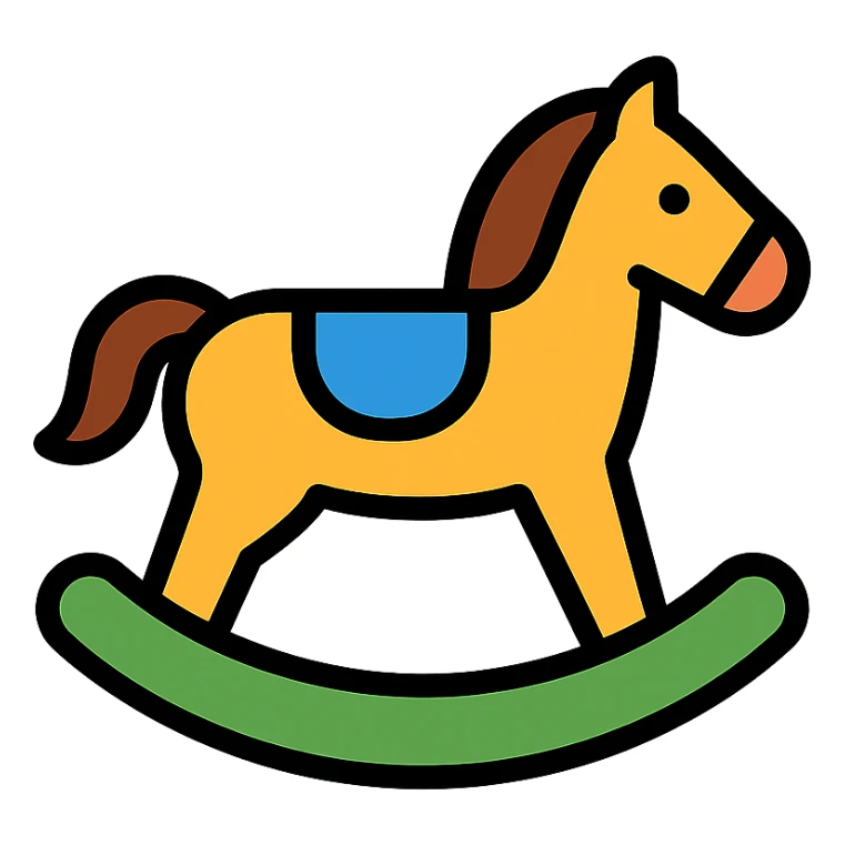 colored rocking horse icon sticker