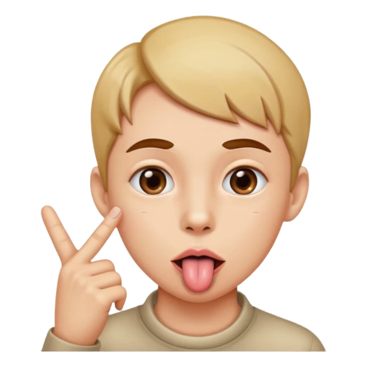 tongue out eyes looking a way pointer finger on chin￼ sticker