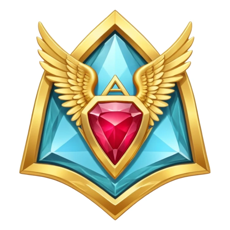 Triangle Rubby stone award-in-frame-decorated-with-golden-angel--wings sticker