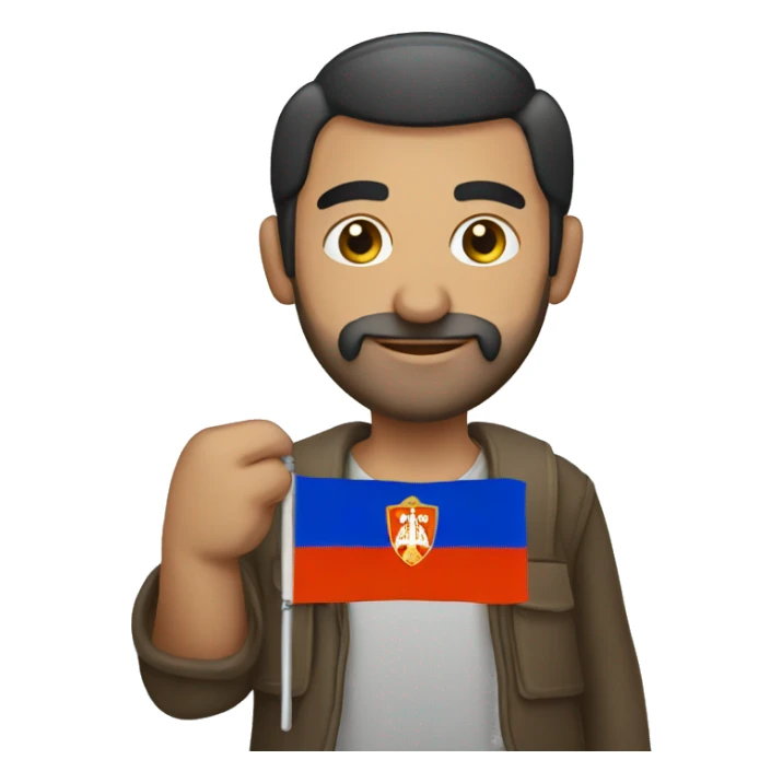 Armenian man holding the Armenian flag sticker