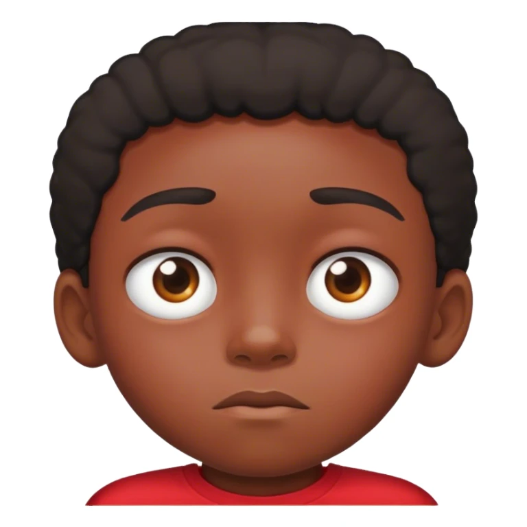 Sped black kid ￼ with lazy eye wearing red shirt sticker