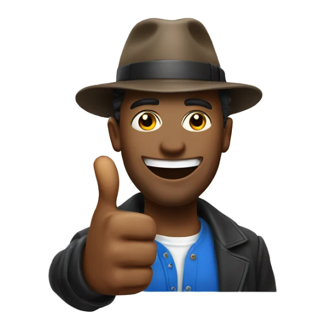 man. funny. stylish. in a hat. shows thumbs up "super"
 sticker
