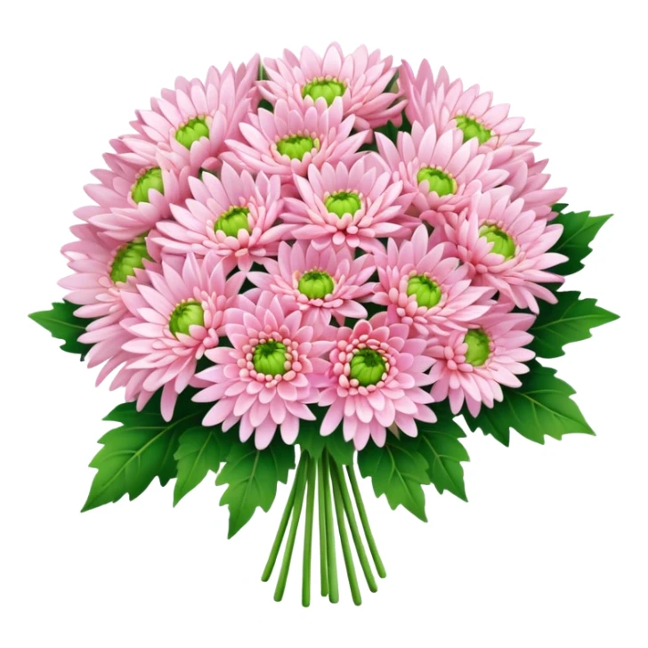 big bouquet Soft Pink Chrysanthemum, luxuriant, leaf, bud sticker