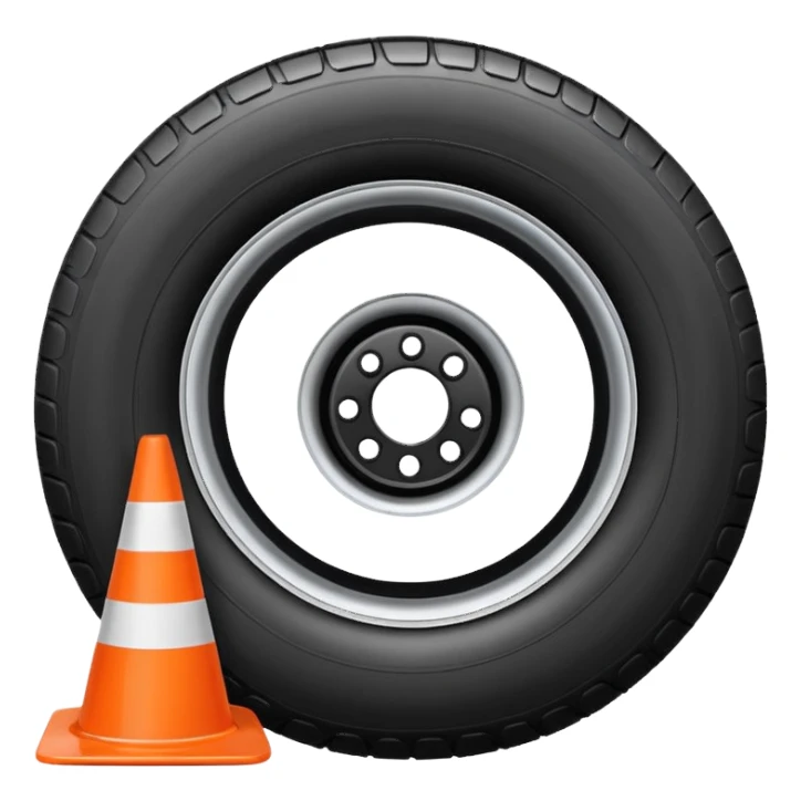 Jeep Wrangler with an all-white traffic cone flattened under the tire, emoji style sticker