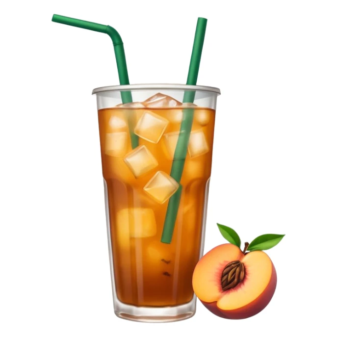 realistic detailed Black tea lemonade with peach juice, Starbucks drink sticker