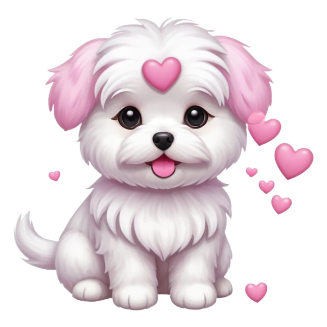 Dog maltese with pink hearts sticker