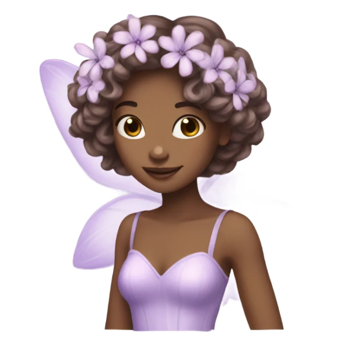 Beautiful lilac fairy brown hair flowers sticker
