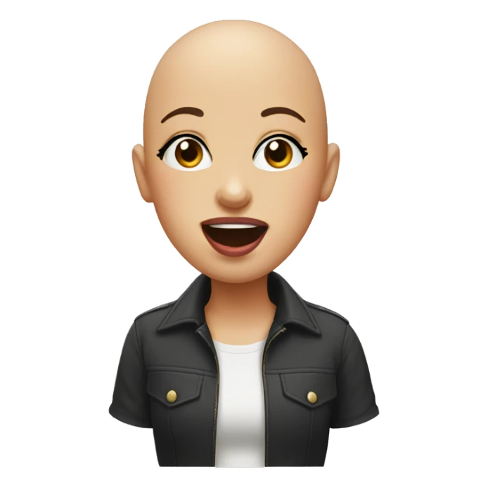 Bald head girl with tongue out sticker