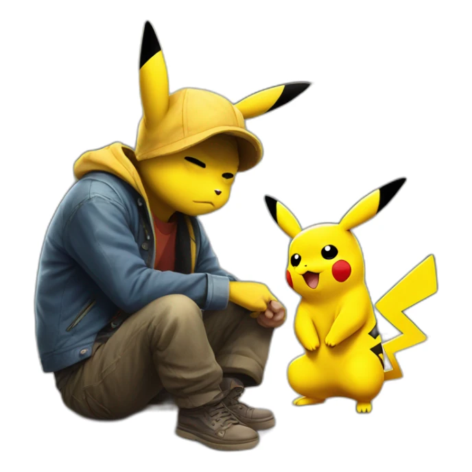 pikachu down on his luck as a hobo under the bridge sticker