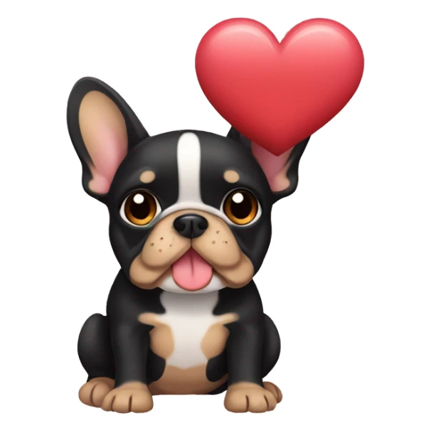 Black and tan frenchie dog holding heart  sticker