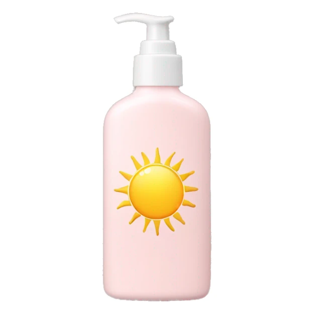 Pale pink lotion bottle with pale yellow sun on label sticker