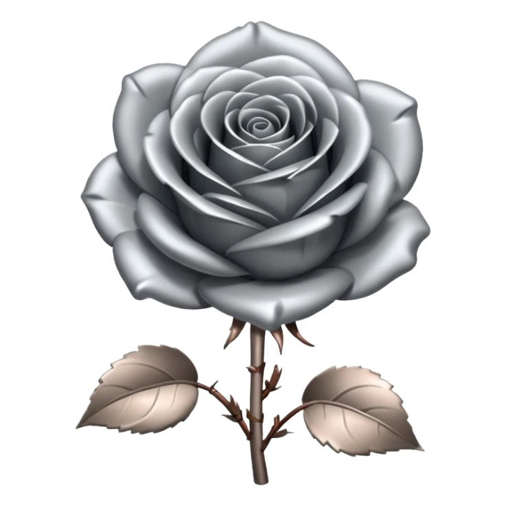 gray metal chrome rose, without green leaves, just flower sticker