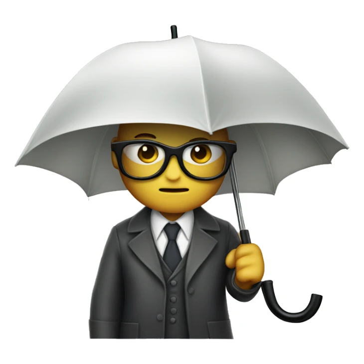 A mysterious detective  with a glasses under a white umbrella sticker
