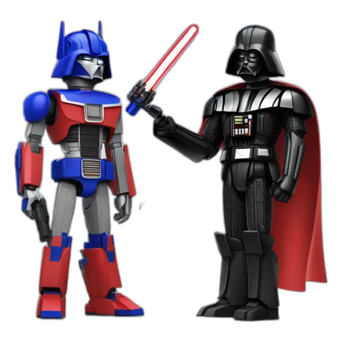 optimus prime fihghting with darth vader sticker