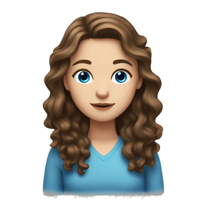 Girl with wavy brown hair and blue eyes sticker