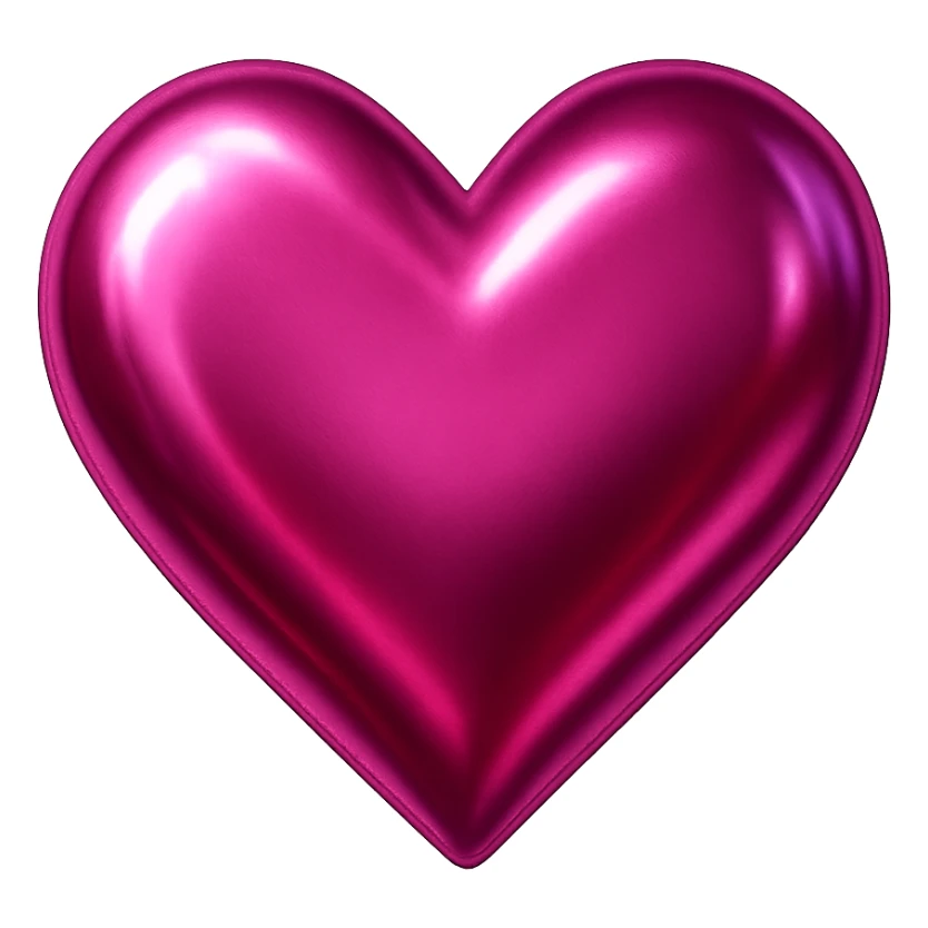 heart with a metallic hot pink finish, digital illustration, no background sticker