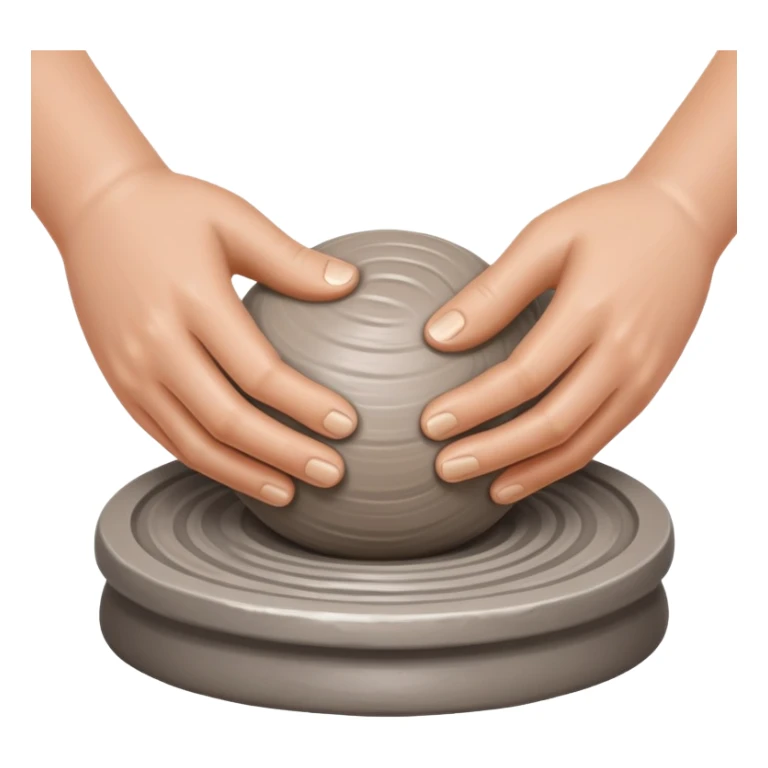 two hands kneading a ball of clay over a silver pottery wheel sticker