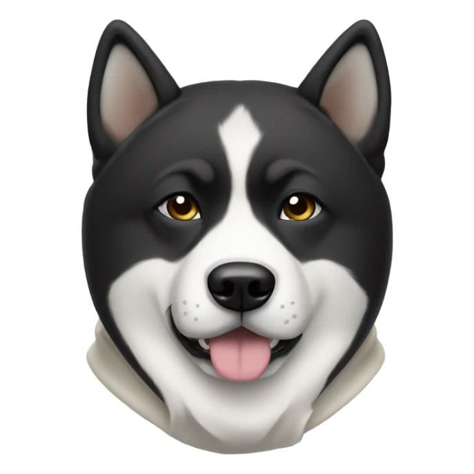 Solid white Akita wearing a black hoodie sticker